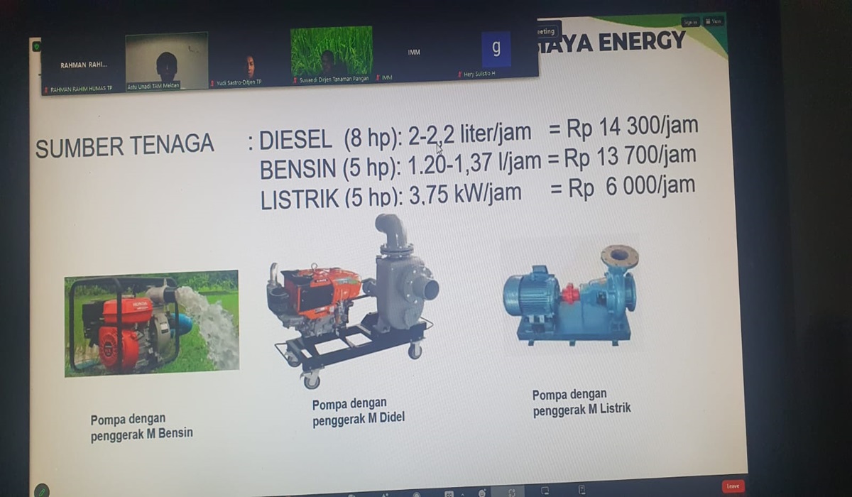 Berbagai pompa yang digunakan untuk pengairan sawah