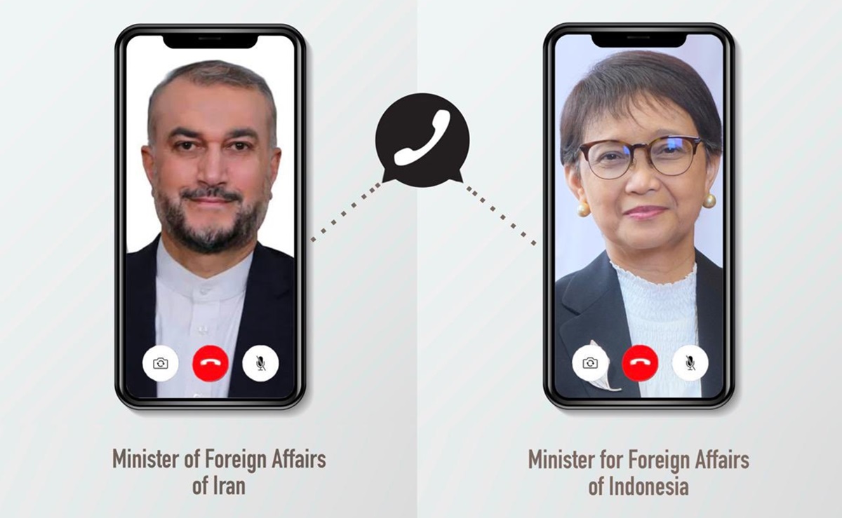 Menlu Retno Marsudi, berkomunikasi dengan Menlu Iran, Hossein Amirabdollahian, membahas meningkatnya ketegangan di Timur Tengah