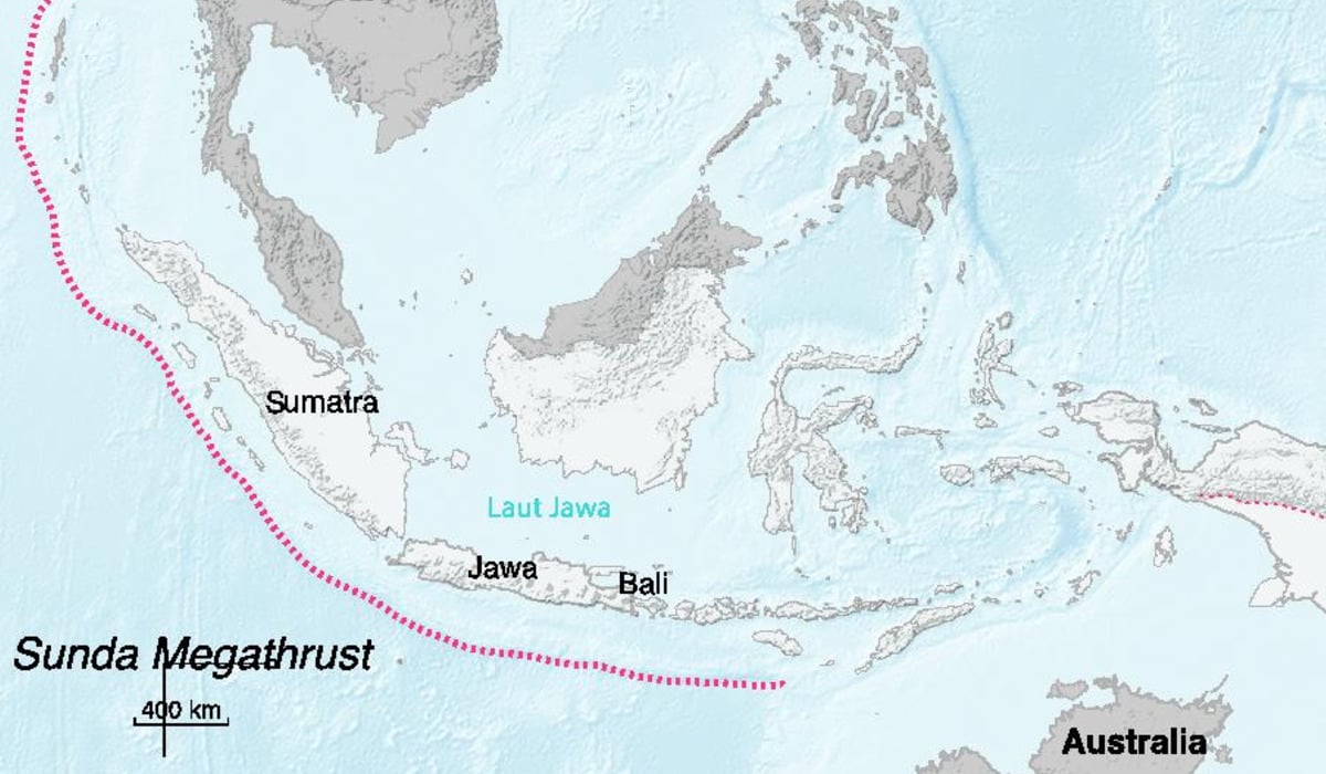 Peta sumber gempa Megathrust.