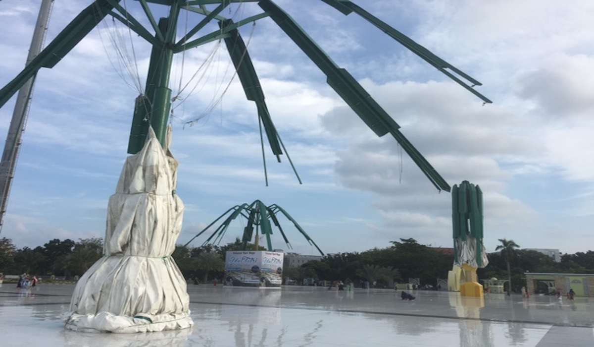Kondisi payung elektrik Masjid An-Nur Pekanbaru, Riau