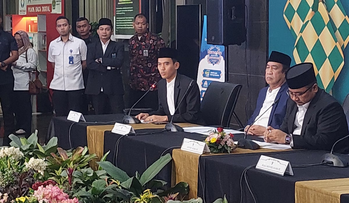 Konferensi pers penetapan 1 Syawal 1445 H, di Gedung Kementerian Agama (Kemenag),