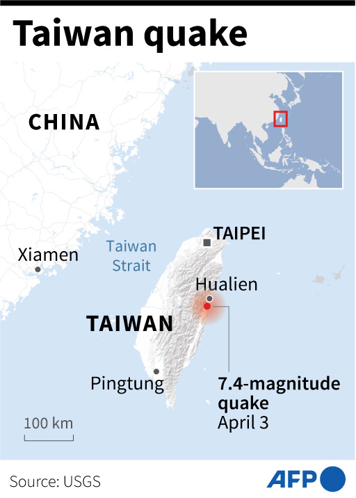 Kordinat gempa di Taiwan