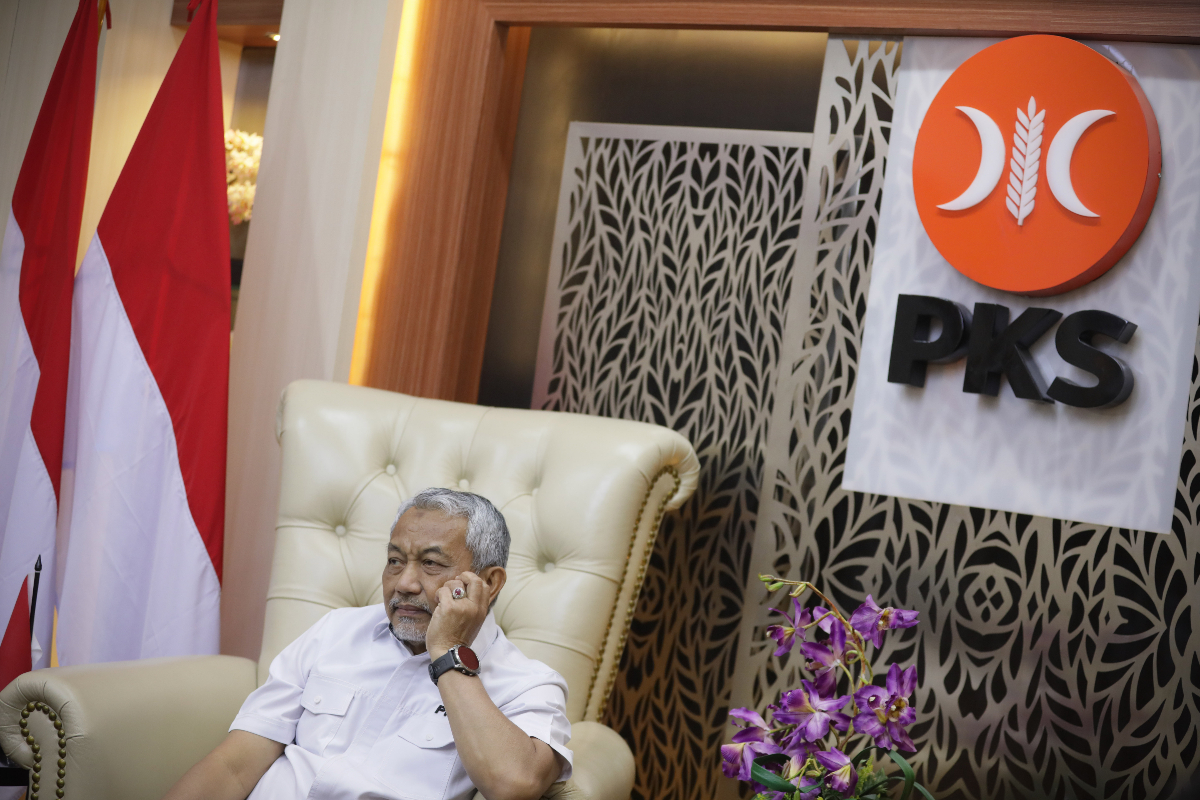 Presiden Partai Keadilan Sejahteran (PKS) Ahmad Syaikhu saat diwawancarai Media Indonesia di kantor DPP PKS, Jakarta, Kamis (21/9/2023).