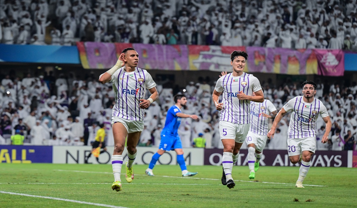 Para pemain Al Ain melakukan selebrasi usai mencetak gol ke gawang Al Hilal di laga Liga Champions Asia.