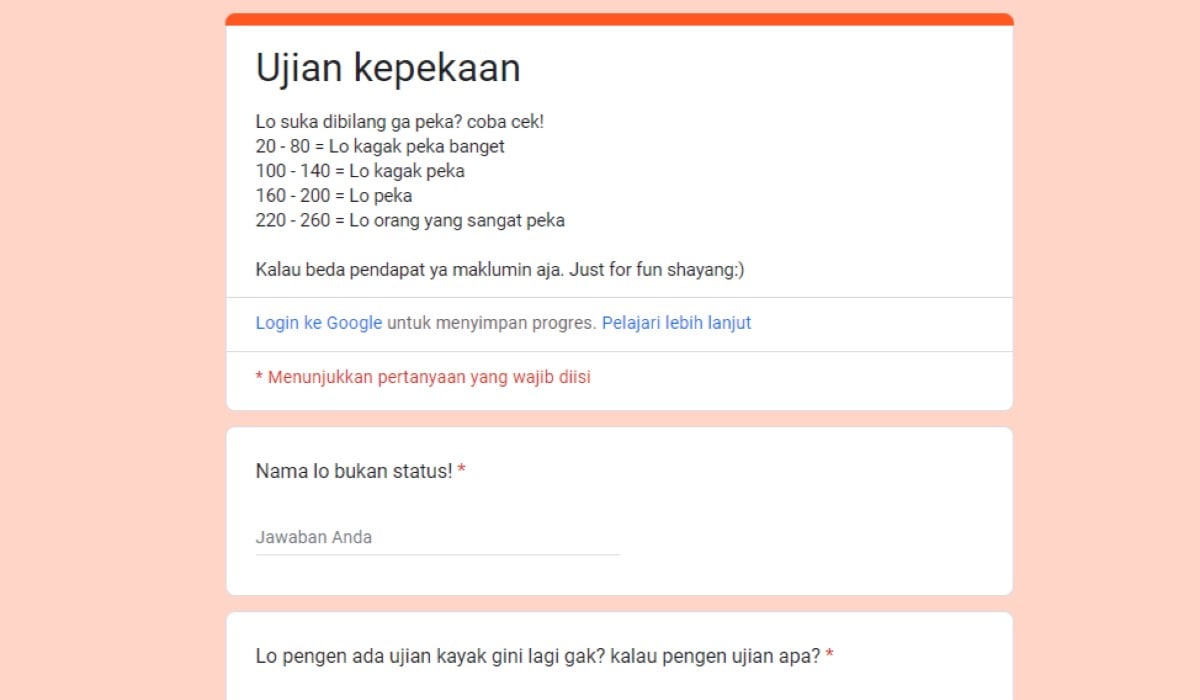 Tes Ujian Kepekaan 