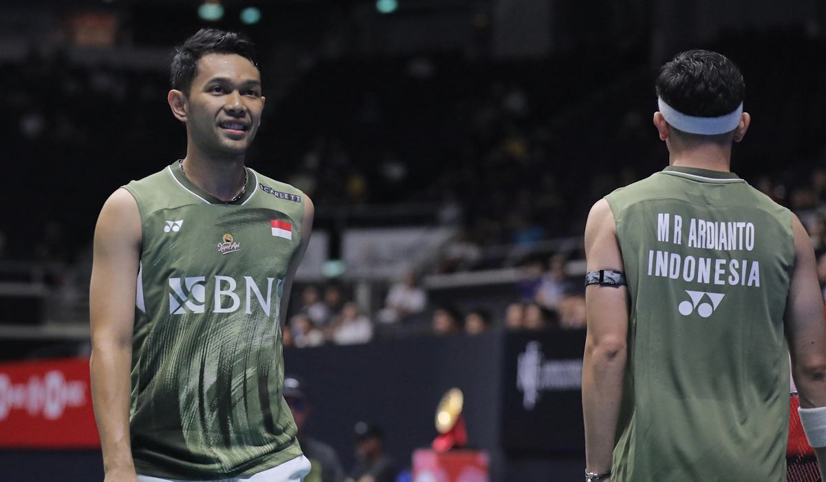 Pasangan Fajar Alfian/Muhammad Rian Ardianto di Singapura Terbuka 2024.