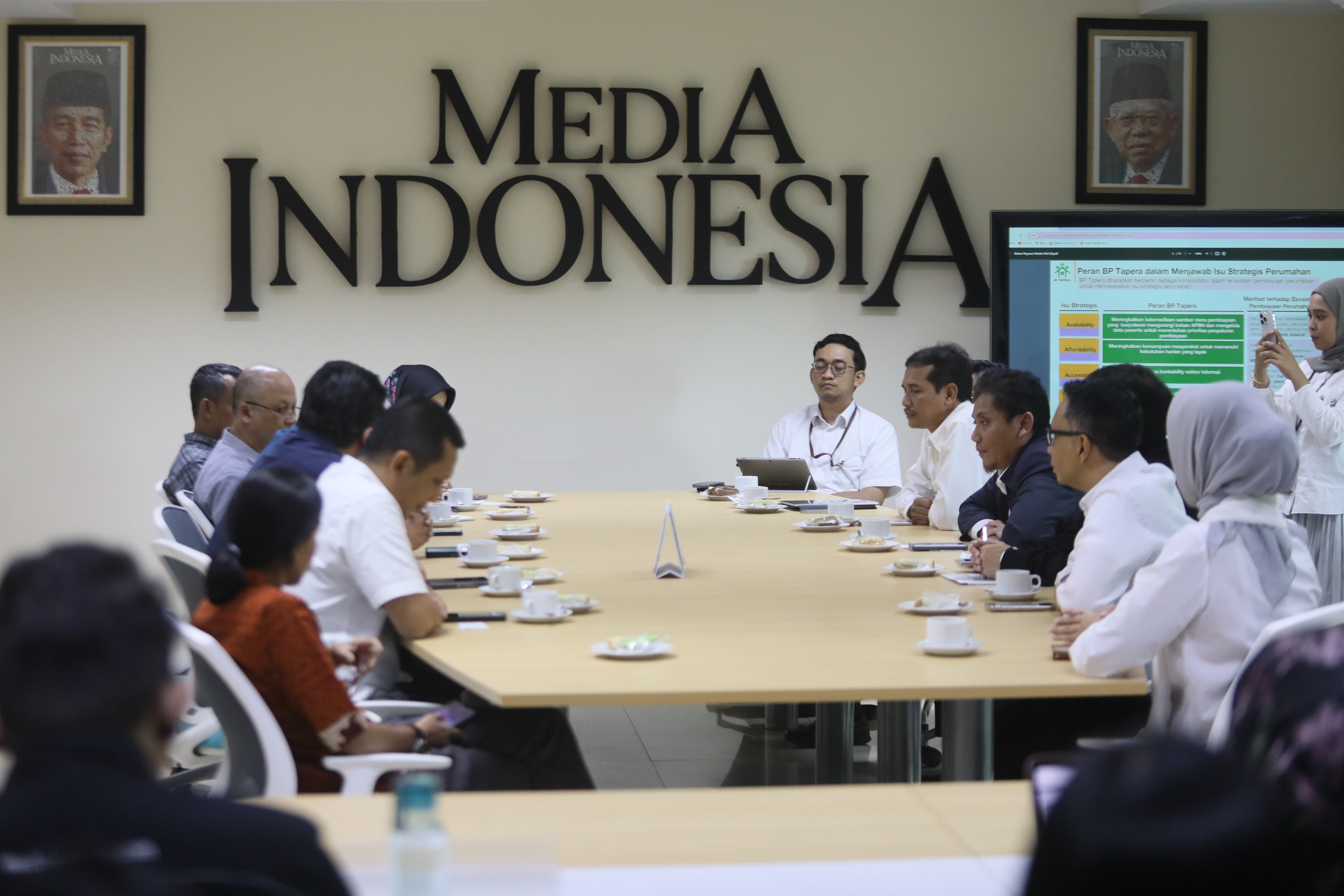 Komisioner Badan Pengelola Tabungan Perumahan Rakyat (BP Tapera) Heru Pudyo Nugroho saat kunjungan ke kantor Media Indonesia 