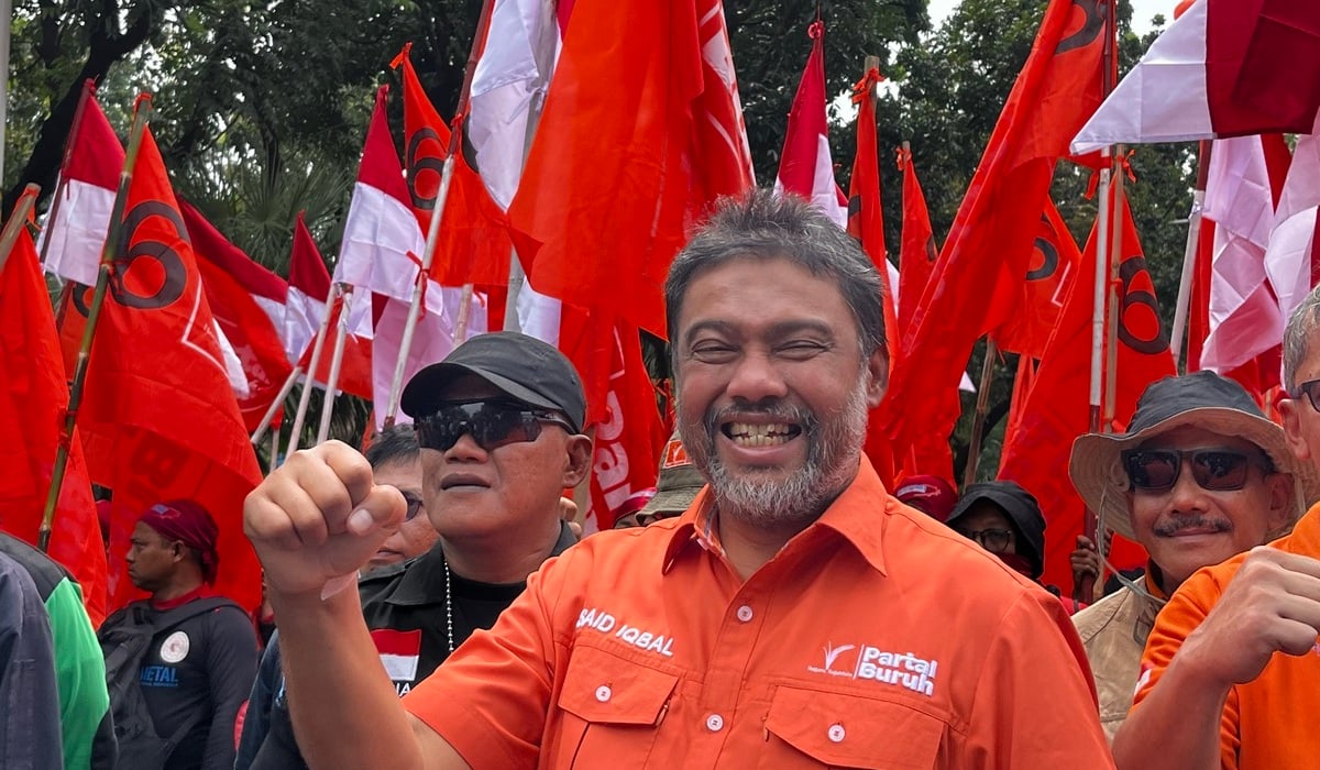 Presiden Partai Buruh Said Iqbal di Jakarta, Rabu, 1 April 2024.