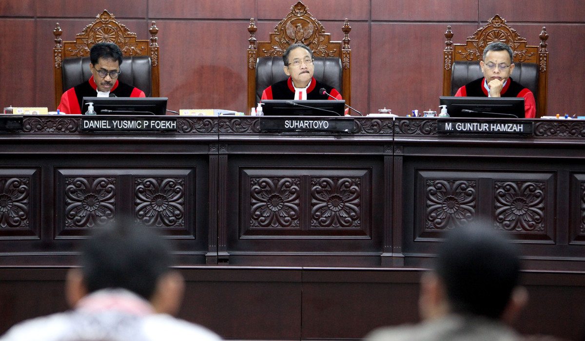 Suasana sidang PHPU Pileg 2024 di Mahkamah Konstitusi, Jakarta, 6 Mei 2024.