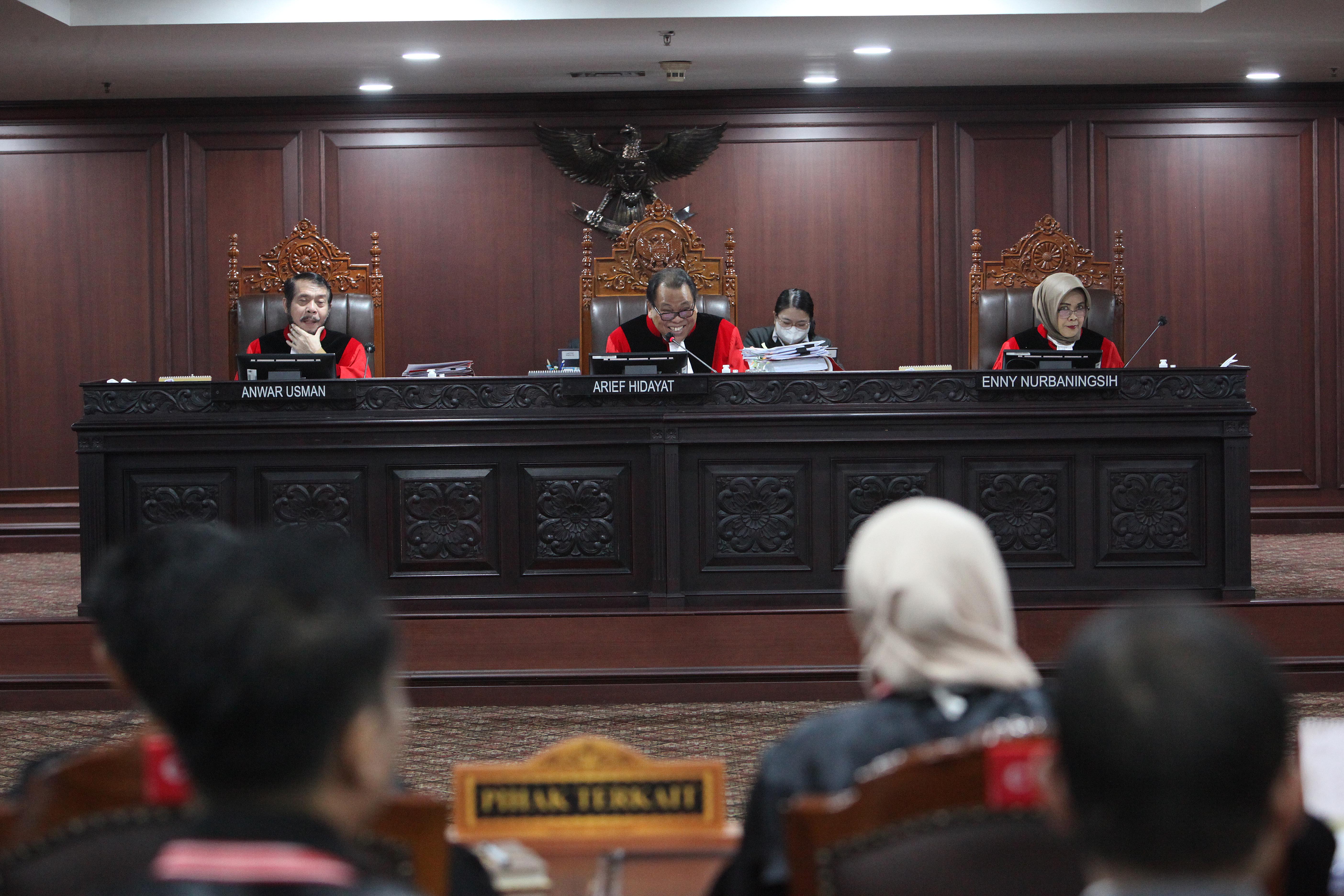  Sidang Perselisihan Hasil Pemilihan Umum (PHPU) Legislatif di Gedung Mahkamah Konstitusi, Jakarta, Senin (13/5/2024).