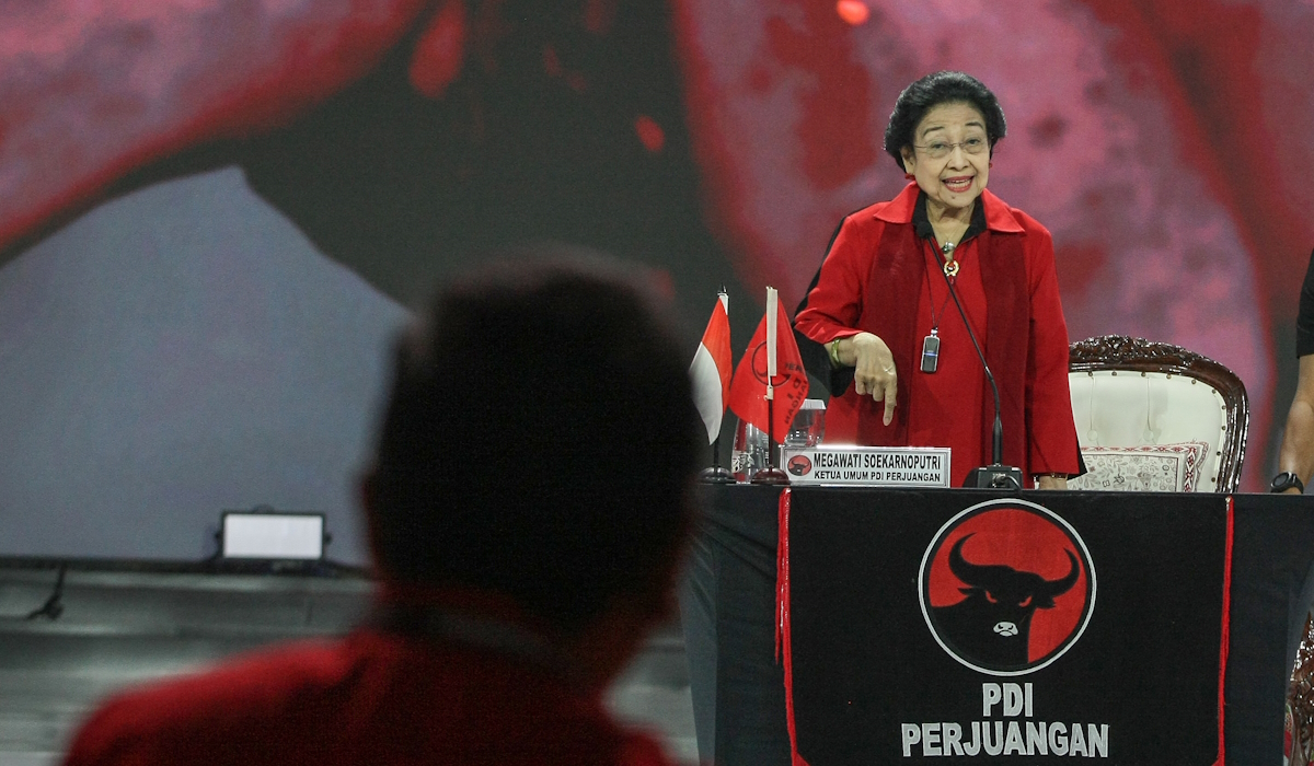 Ketua Umum PDI Perjuangan, Megawati Soekarnoputri menyampaikan pidato penutupan Rakernas ke-V PDIP 