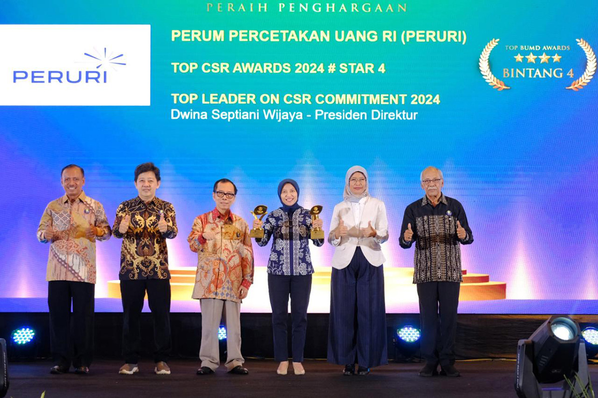 Peruri meraih penghargaan TOP CSR Awards 2024.