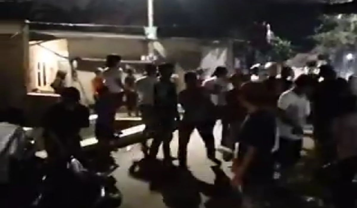 Tangkapan layar aksi pembubaran doa Rosario yang dilakukan mahasiswa Universitas Pamulang di Cisauk.