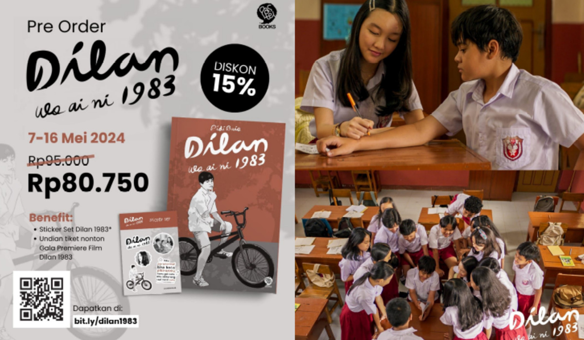 Poster buku baru Pidi Baiq, Dilan 1983: Wo Ai Ni dan foto eksklusif filmnya.