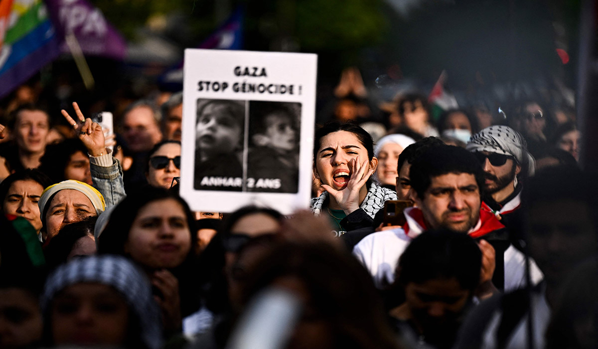 Demonstrasi pro-Palestina di Paris, Prancis.