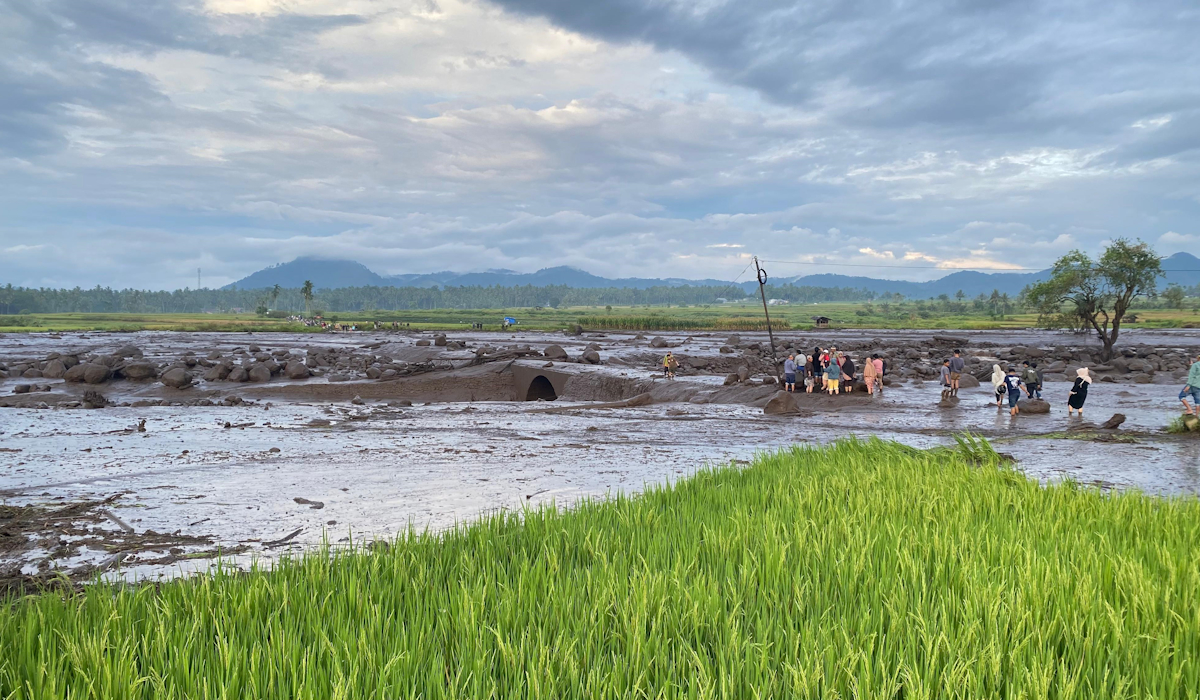 Salah satu kawasan terdampak banjir bandang sungai yang berhulu dari Gunung Marapi.