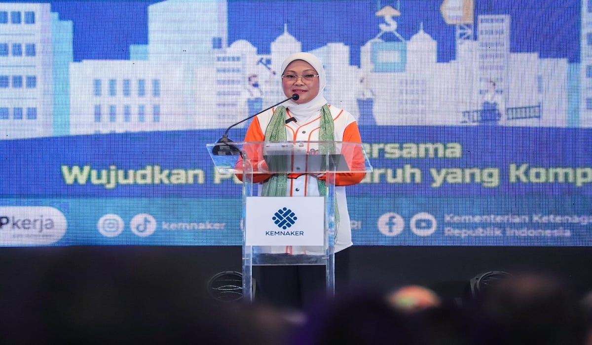 Menaker Ida Fauziah kampanye di hari buruh, Rabu (1/5/2024)