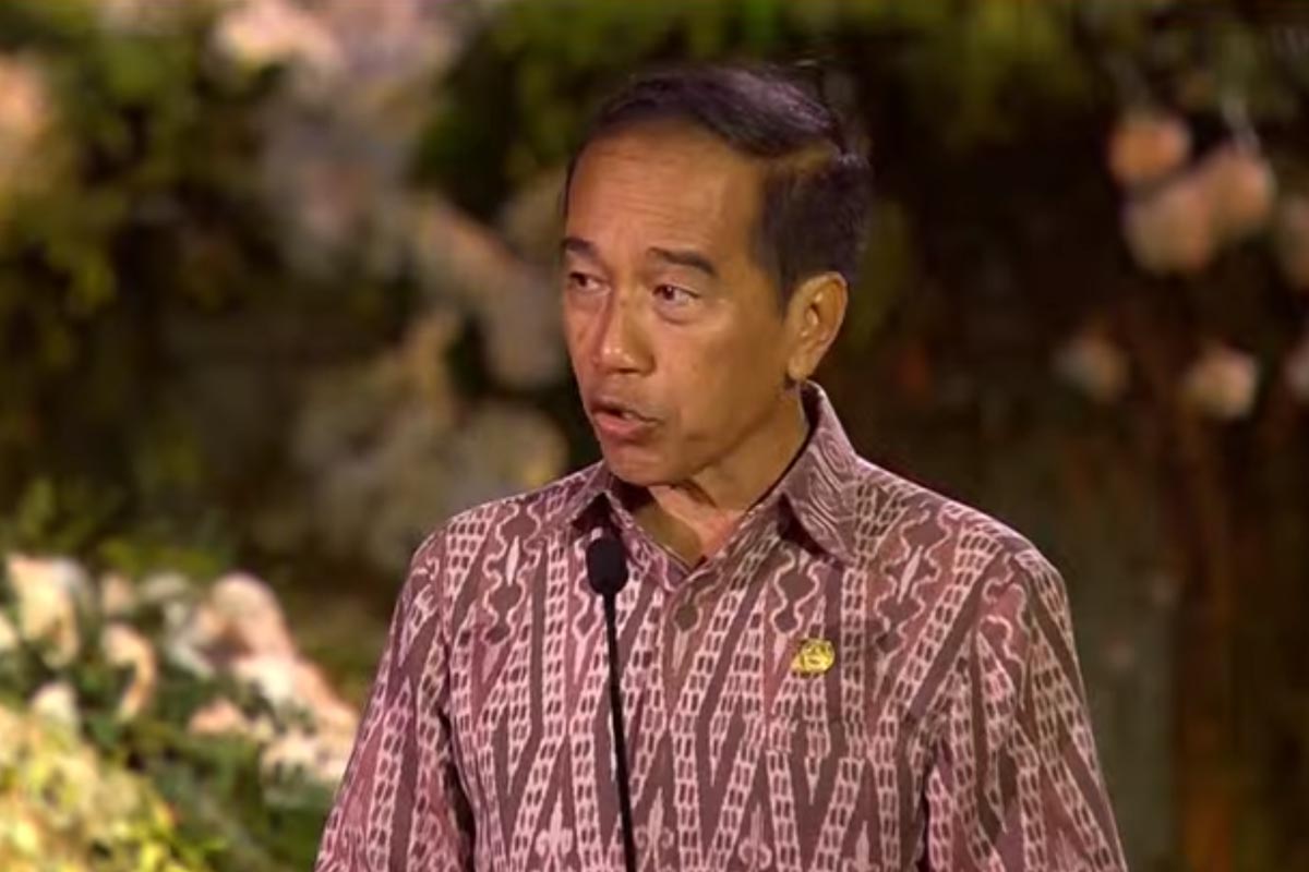Presiden Jokowi menyampaikan sambutan saat makan malam WWF ke-10 di Bali.