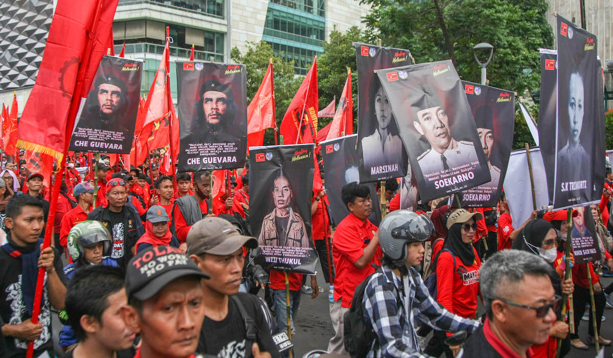 Aksi peringatan hari buruh atau may day, Rabu (1/5/2024)
