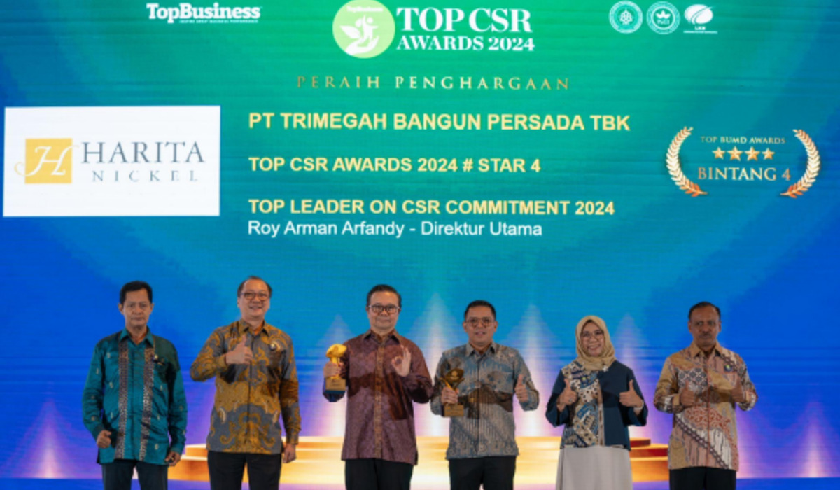 PT Trimegah Bangun Persada Tbk atau Harita Nickel meraih dua penghargaan TOP CSR Awards 2024.