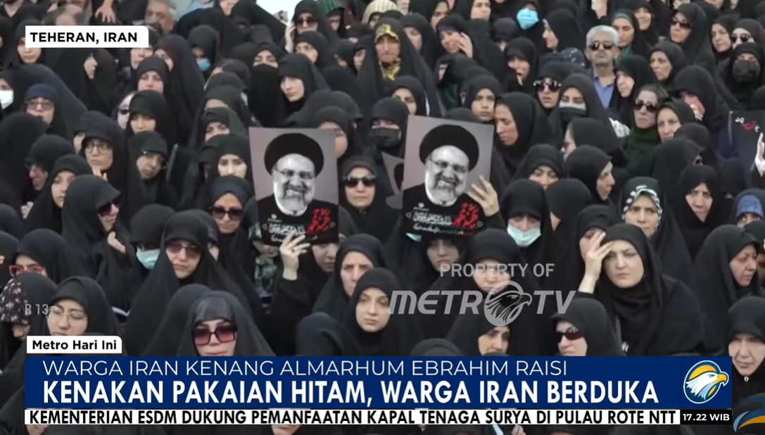 Puluhan ribu warga Iran berkumpul di jalan-jalan Teheran pada Rabu (22/5) untuk mengikuti prosesi pemakaman presiden Ebrahim Raisi