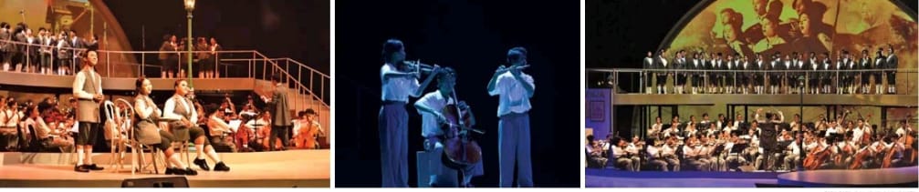 Penampilan siswa-siswi SMM Yogyakarta di Konser Musikal Memeluk Mimpi-Mimpi di Taman Ismail Marzuki, Jakarta, pada April 2024.