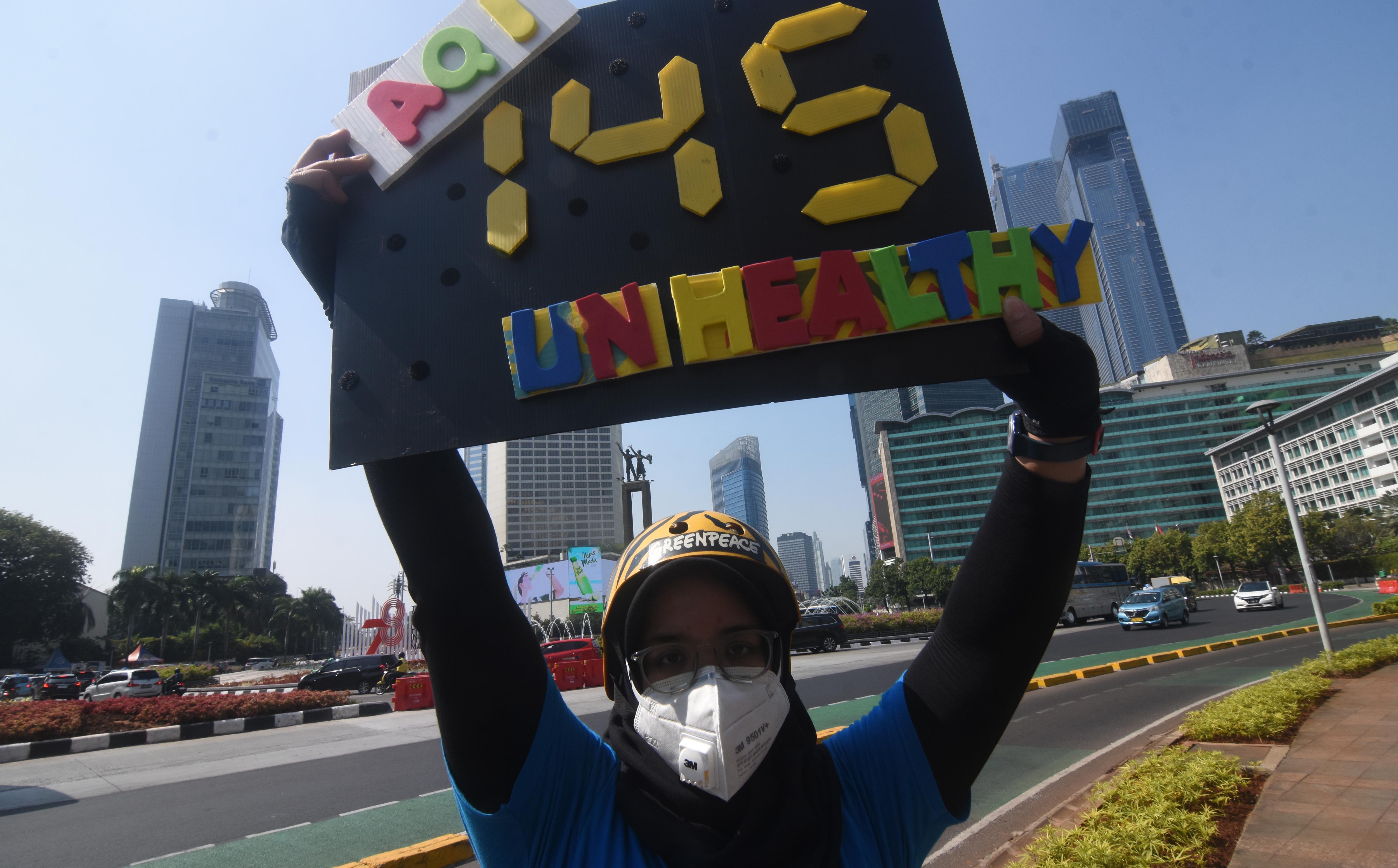 Aksi Greenpeace Indonesia sikapi polusi udara di Jakarta