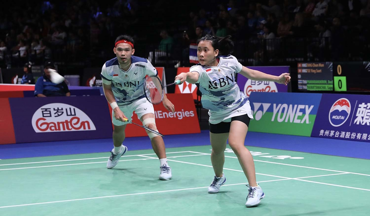 Pasangan ganda campuran Indonesia Rinov Rivaldy-Pitha Haningtyas Mentari