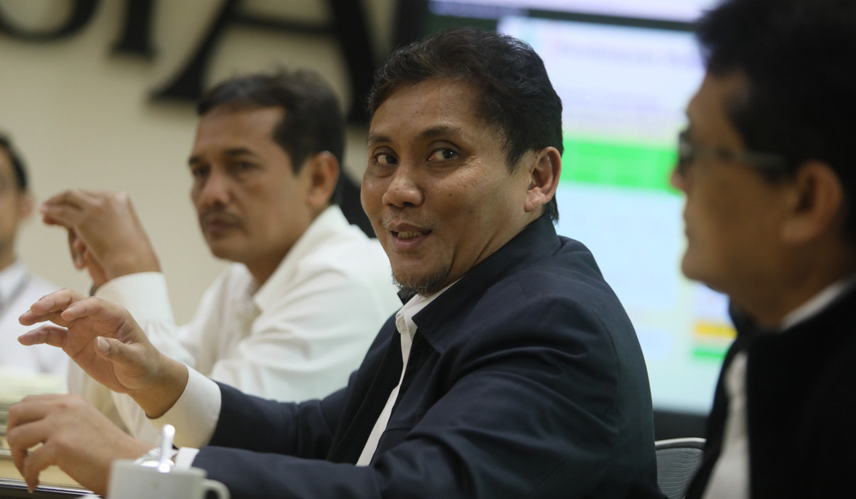 Komisioner BP Tapera Heru Pudyo Nugroho saat kunjungan ke kantor Media Indonesia di Jakarta, Selasa, 14 Mei 2024.