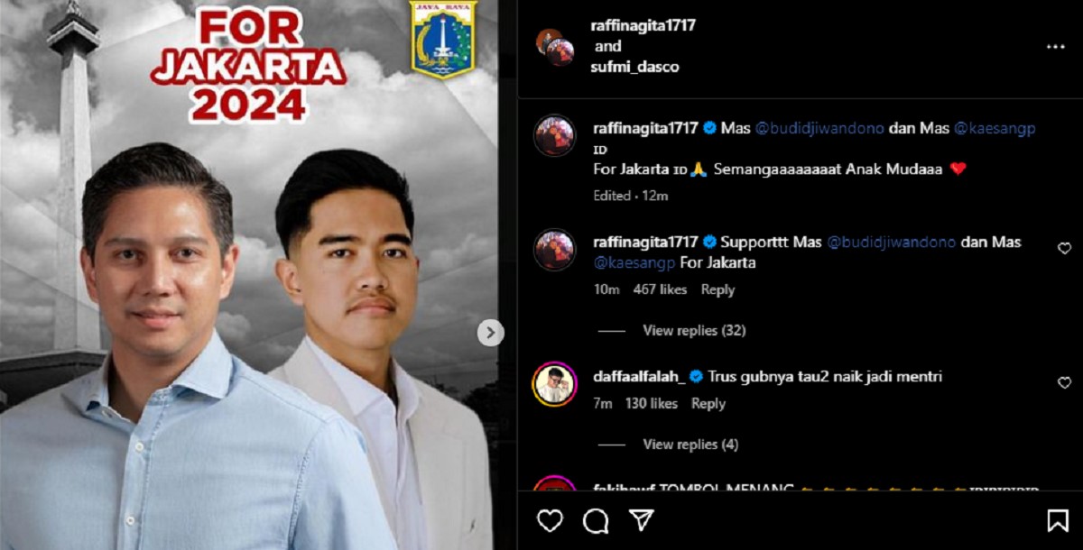 Poster Budisatrio Djiwandono dan Kaesang Pangarep.