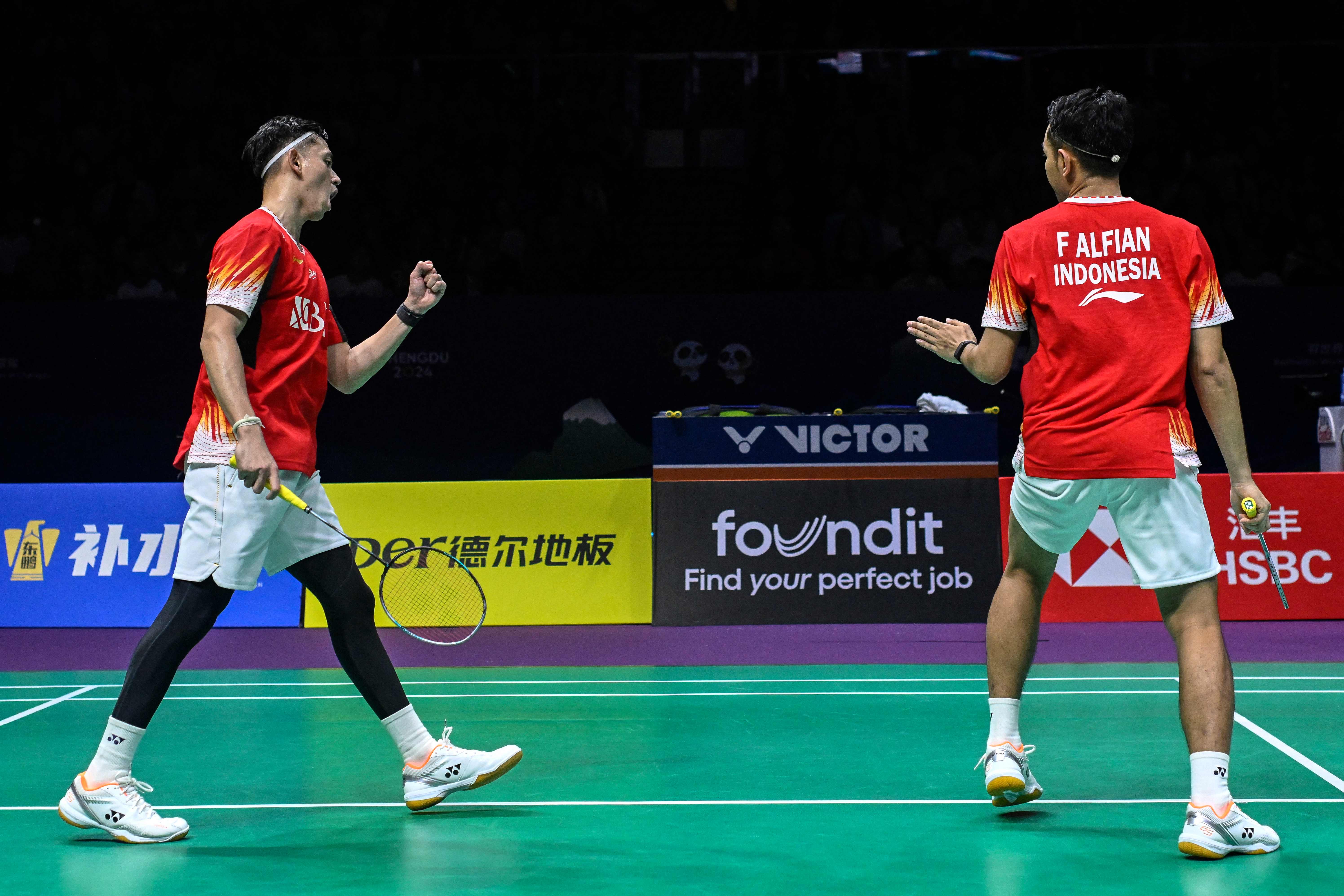 Ganda Putra Indonesia Fajar/Rian lolos perempatfinal Singapura Terbuka 2024