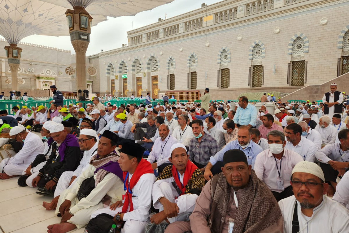 Jemaah Calon Haji Aceh sedang berada di Masjid Nabawi, Madinah, pada Rabu (31/5).