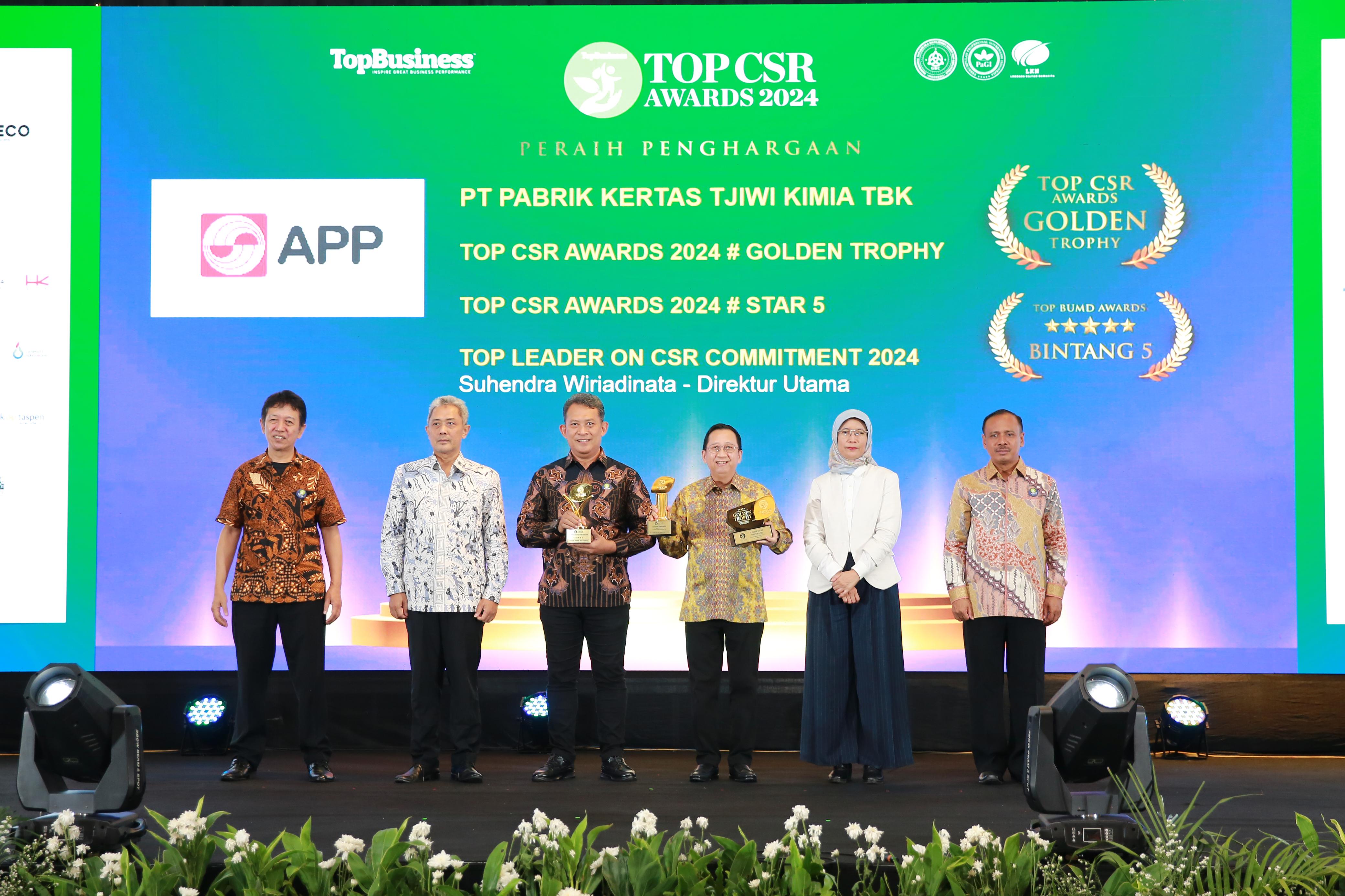 Delapan unit usaha APP Group meraih penghargaan tertinggi pada TOP CSR Awards 2024