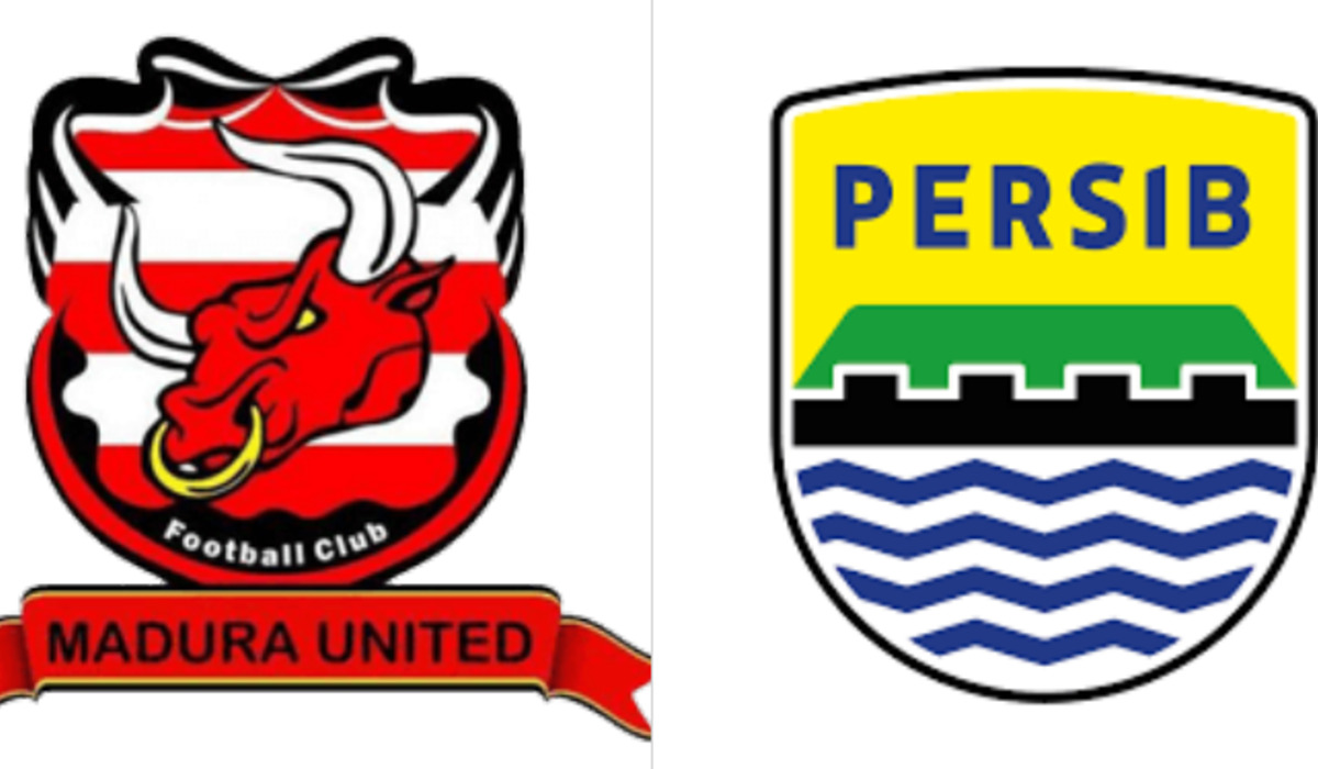 Logo tim Madura United dan Persib Bandung.