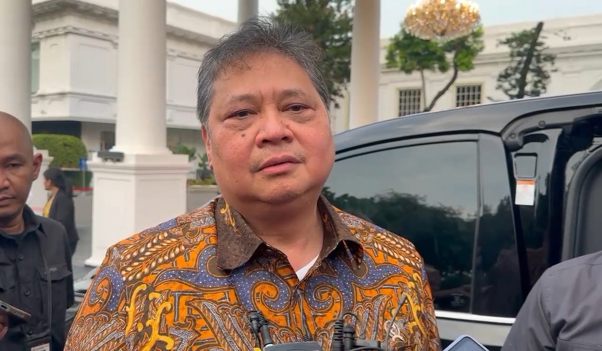 Ketua Umum Partai Golkar Airlangga Hartarto di Kompleks Istana Kepresidenan, Jakarta Pusat, Rabu, 15 Mei 2024.