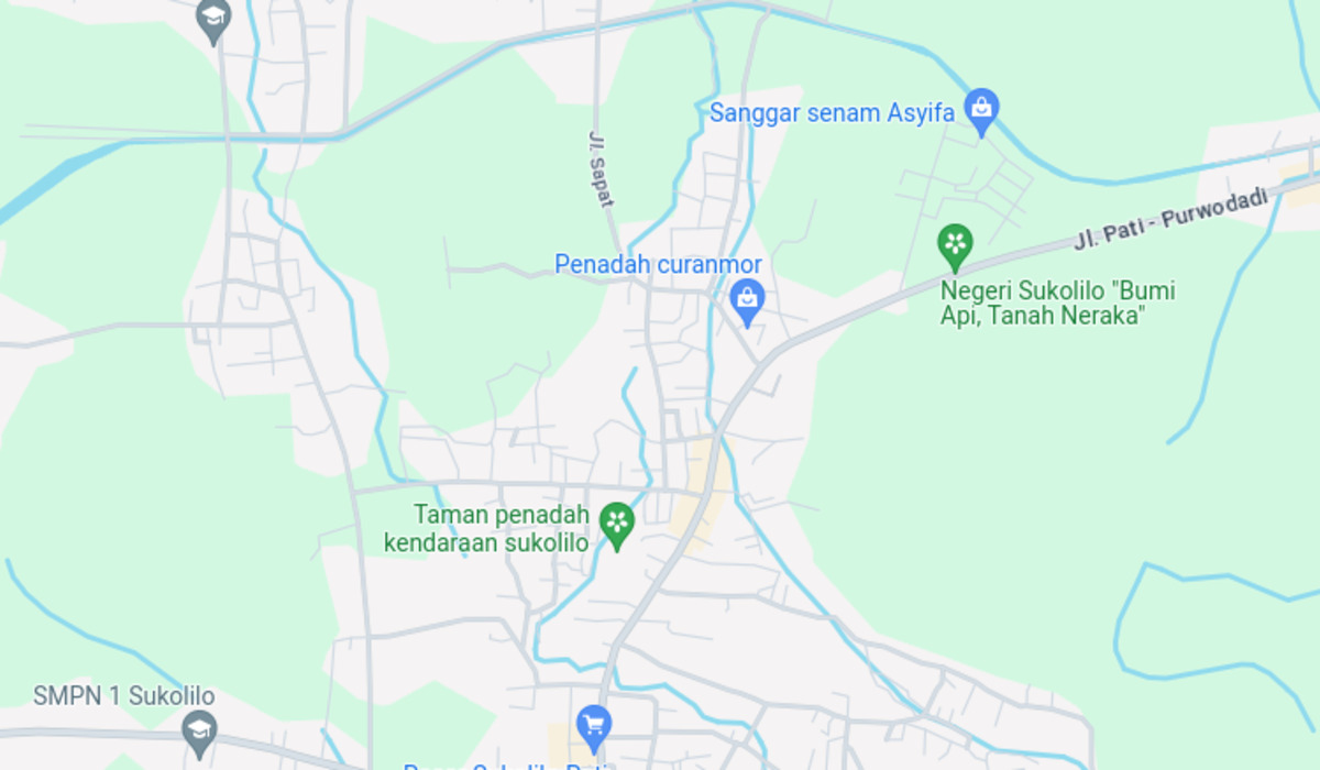 Peta Desa Sukolilo, Kabupaten Pati, yang dinamakan sebagai desa penadah oleh netizen di Google Maps.
