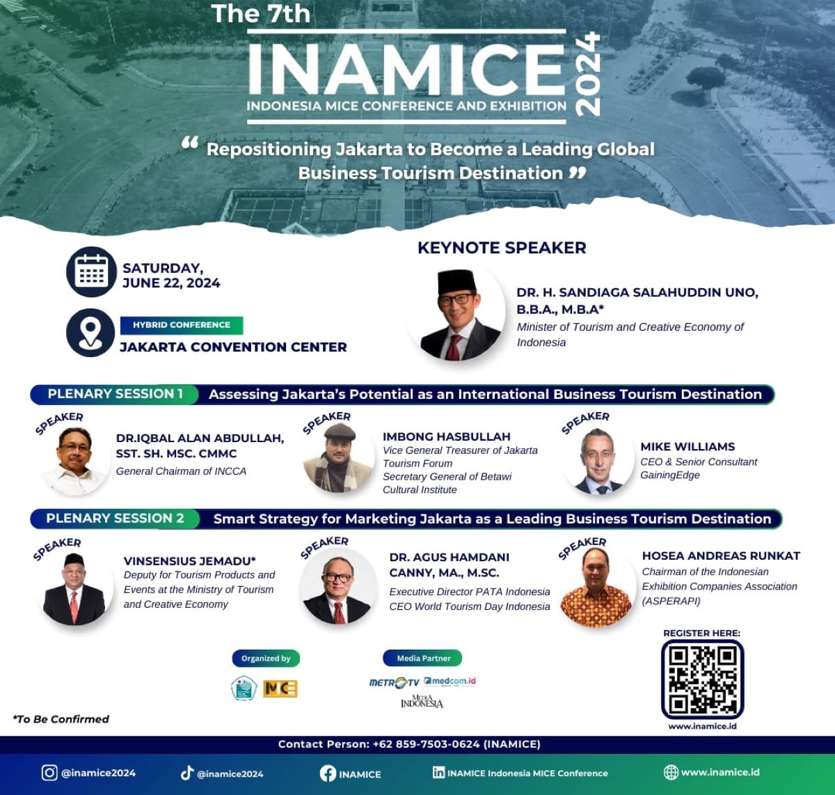 Konferensi Indonesia MICE Conference and Exhibition (INAMICE) Ke-7 pada 22 Juni 2024 di JCC.