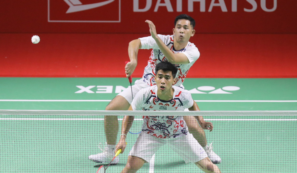 Pasangan ganda putra Indonesia, Sabar Karyaman Gutama dan Moh Reza Pahlevi.