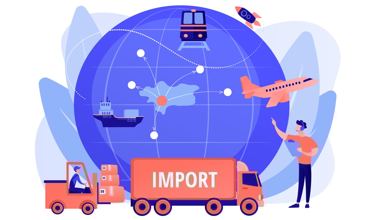 Ilustrasi pergerakan produk impor.