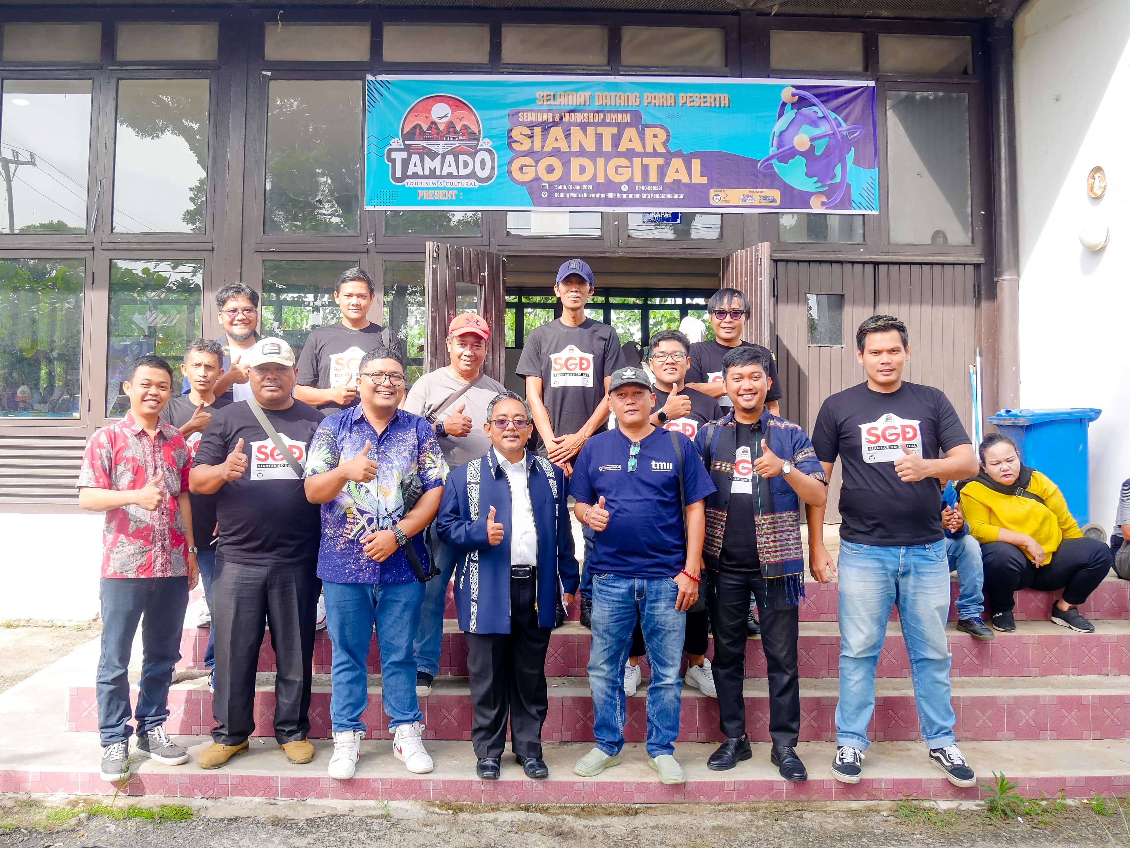 seminar dan workshop Pematangsiantar Go Digital di Gedung Menza Universitas HKBP Nommensen Kota Pematangsiantar, Sabtu (1/6/2024). 