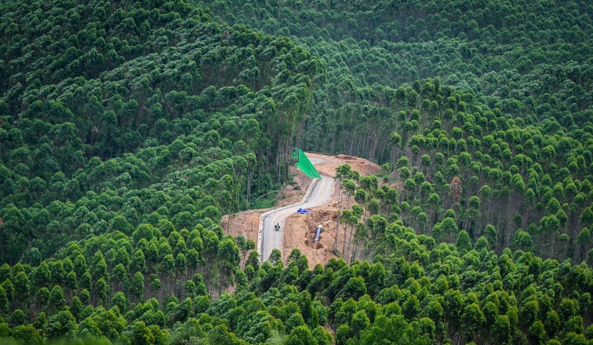 Pekerja menggunakan sepeda motor melintas di Kawasan Inti Pusat Pemerintahan (KIPP) Ibu Kota Nusantara (IKN) 