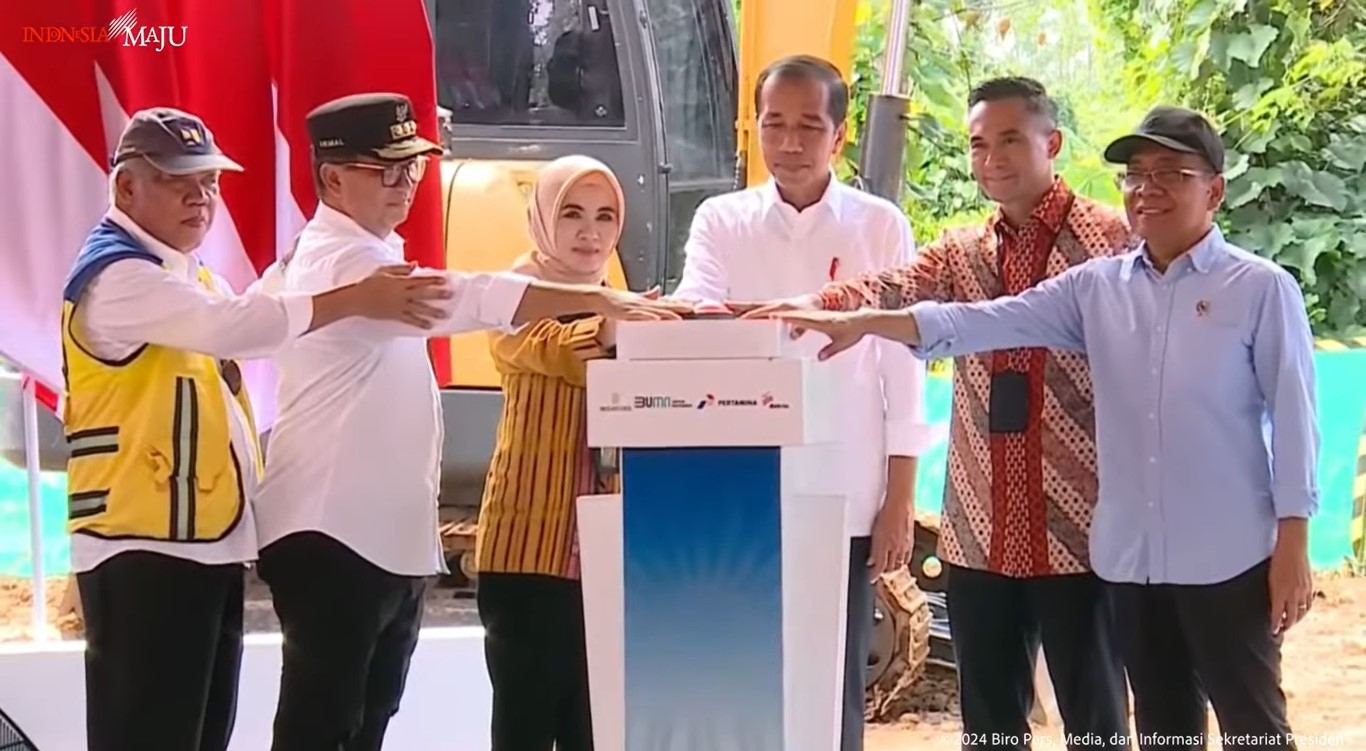Presiden Jokowi meresmikan Groundbreaking Nusantara Sustainability Hub, di Ibu Kota Nusantara (IKN), Kalimantan Timur, Rabu (5/6/2024)