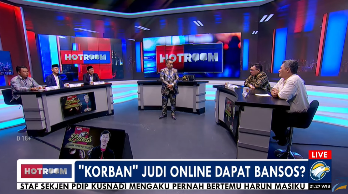 Tayangan Hotroom episode 'korban' judi online dapat bansos