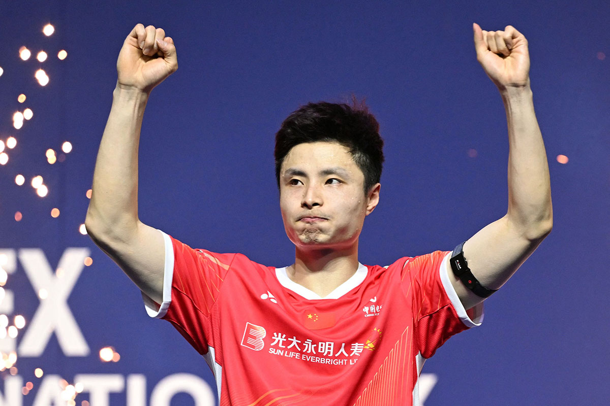 Pebulu tangkis tunggal putra Tiongkok Shi Yu Qi.