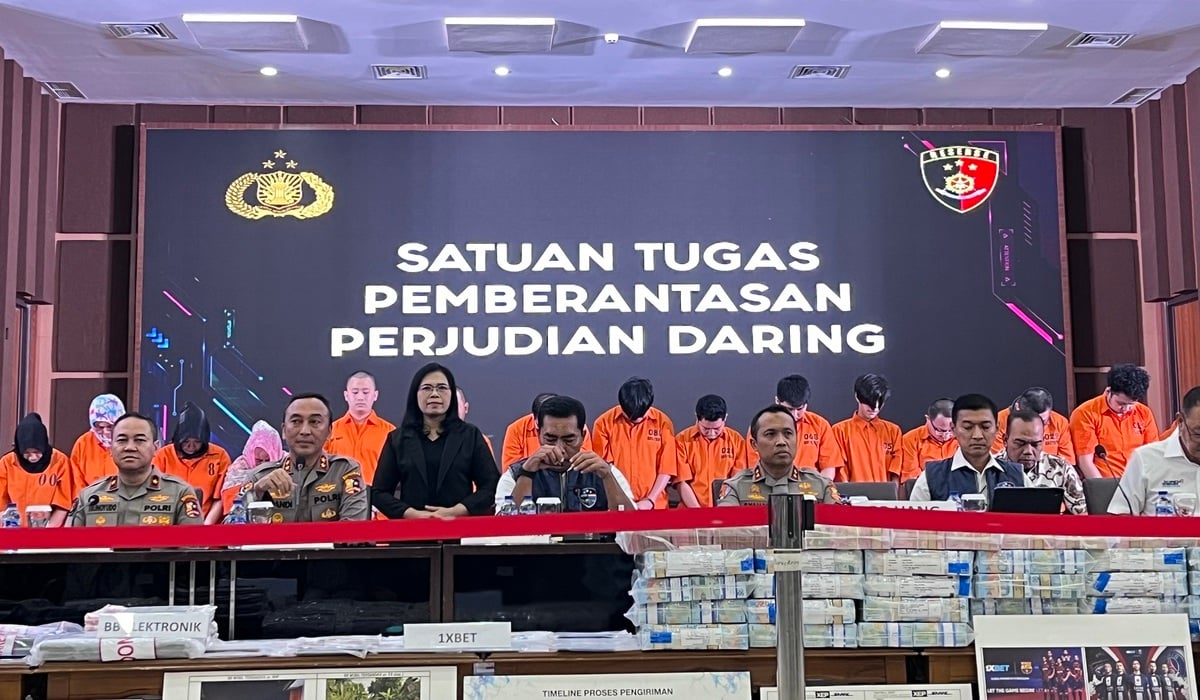 Konferensi pers di Gedung Mabes Polri, Jakarta Selatan, Jumat, 21 Juni 2024.