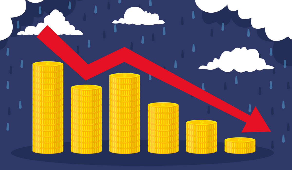 Ilustrasi grafik penurunan penerimaan negara.