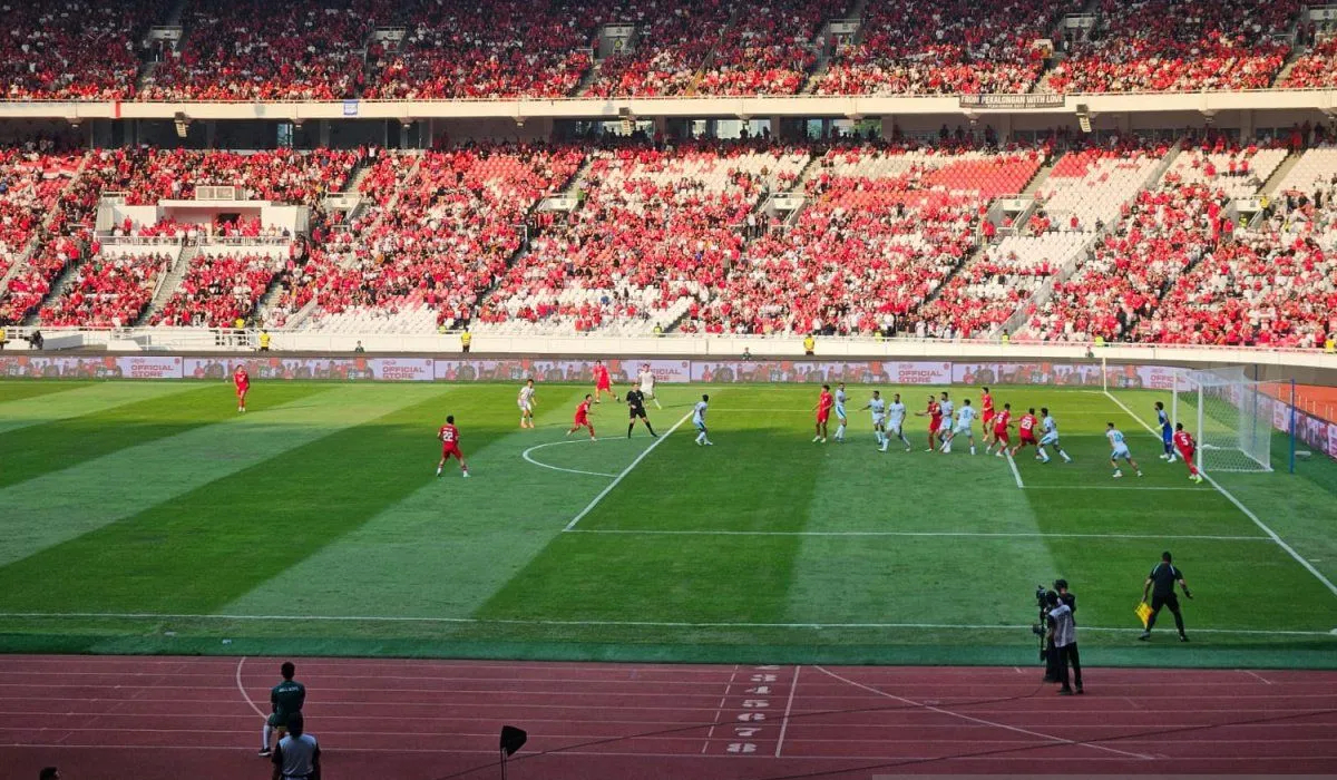 Suasana pertandingan putaran kedua kualifikasi Piala Dunia 2024 antara Timnas Indonesia melawan Irak
