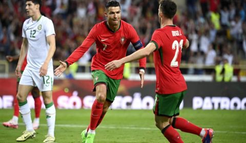 Penyerang timnas Portugal Cristiano Ronaldo. 
