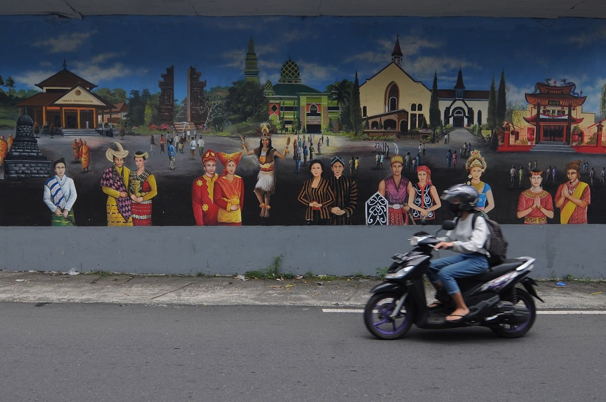 Ilustrasi - Mural keberagaman dan kota toleransi di Salatiga, Jawa Tengah.