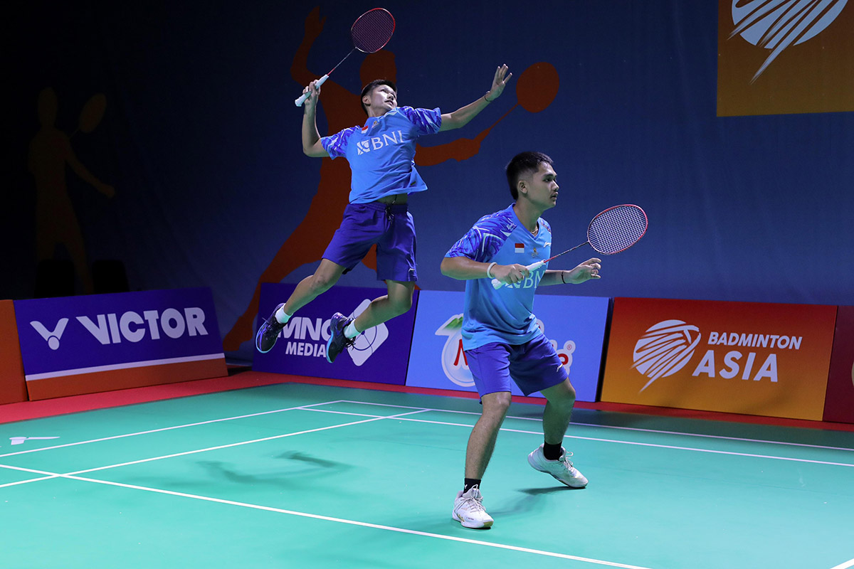 Pasangan ganda putra Indonesia Dexter Farrell/Wahyu Agung Prasetyo.